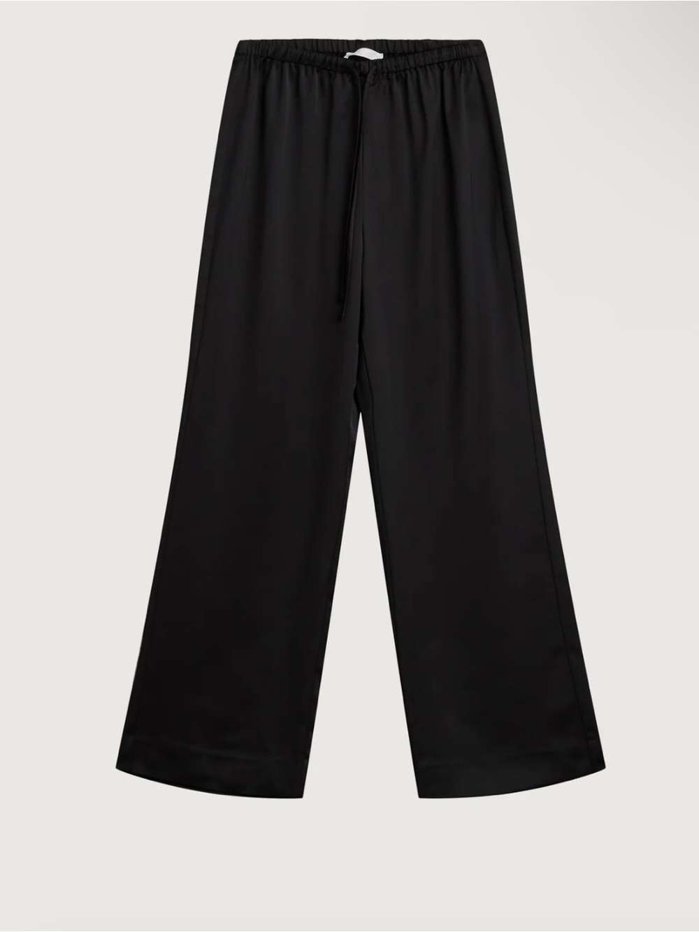 OAK + FORT Black Wide-Leg Satin Drawstring Pants - NEW